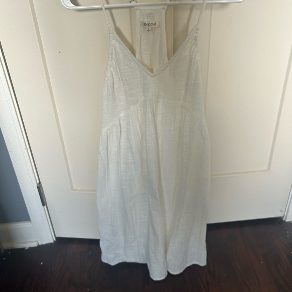 Cream Sleeveless Spaghetti Strap Mini Sundress